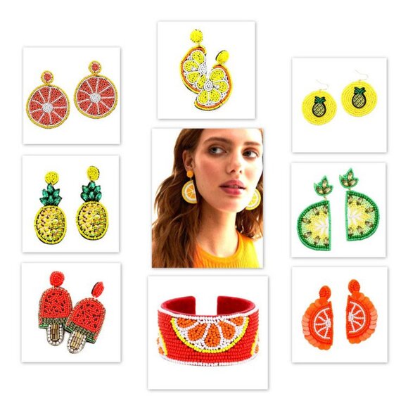 Tigerstars Felt Back Seed Bead Watermelon Popsicle Dangle Earrings - Picture 2 of 2